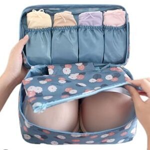 Blue Floral Travel Organizer Bag